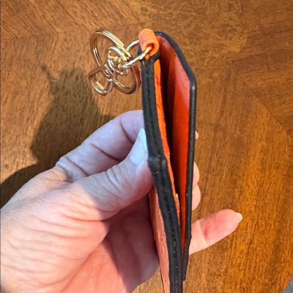 Bebe card case keychain mini bag bag charm vegan ostrich pattern orange NWOT - Picture 8 of 9